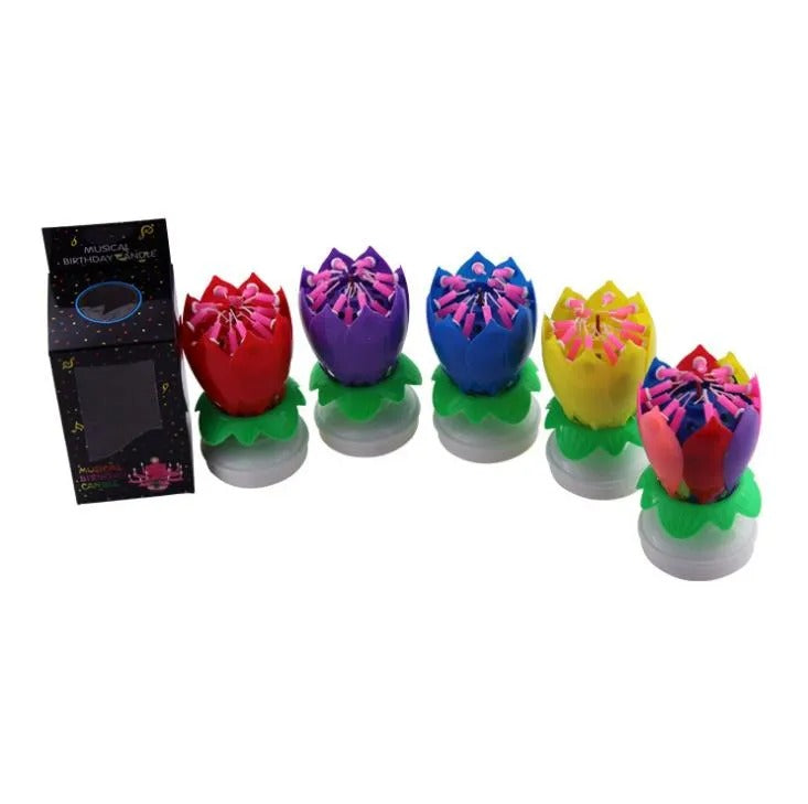 Melody Birthday Candle Musical Flower Candle With Rotating Petals Colorful Flames And Happy Birthday Tune For Celebrations (Large Size)