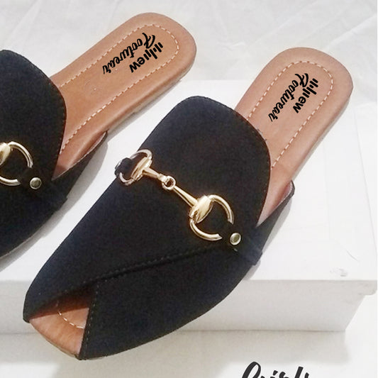 Flat Slippers for Women & Girls – Genuine Leather Peshawri Kheri Style 36/Black. Size 36 UpTo 41