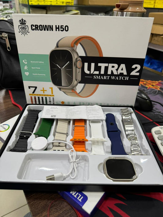 Crown H50 Ultra 2 Smart Watch with Bluetooth Calling, HD Display, Health Monitoring & Multiple Sports Modes – Stylish Ultra Design Smartwatch for Men & Women